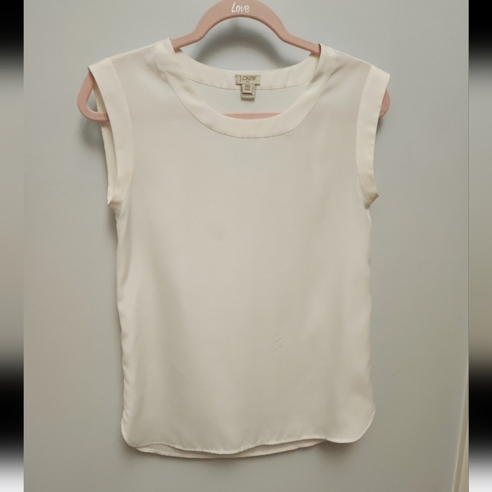 J. Crew White Blouse with Cap Sleeves Size XXS Petite